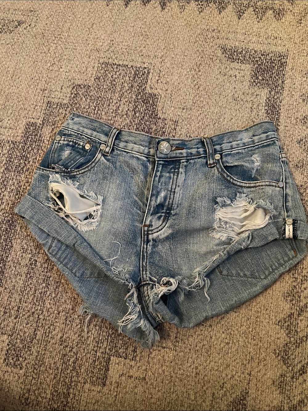 High-Rise Distressed Denim Women’s Shorts - Light Blue Bandits